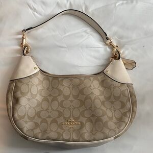 Coach Tan and Cream Shoulder Bag